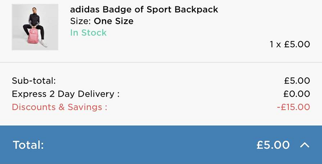 adidas Badge of Sport Backpack £5 Delivered @ JD Sports