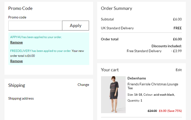 Friends Christmas Lounge Tee £6 With Free Next Day Delivery @ Debenhams