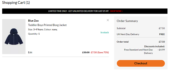 Toddler Borg Jacket From £7.50 Delivered (With Code) @ Debenhams 