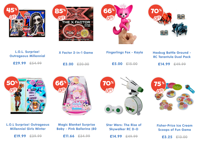 Screenshot of sale at The Entertainer