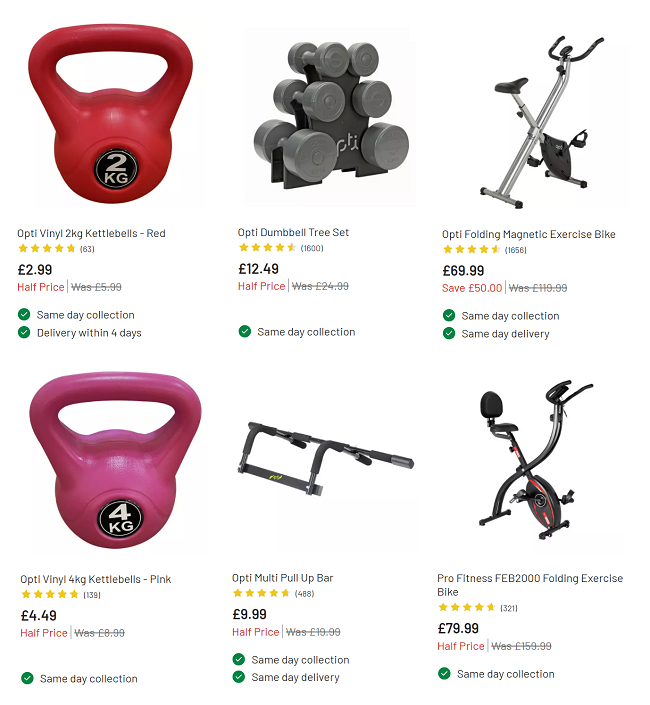 Up To Half Price Fitness Sale Argos