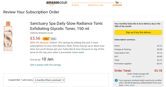 Sanctuary Spa Daily Glow Radiance Tonic Exfoliating Glycolic Toner 150ml From £3.18 @ Amazon