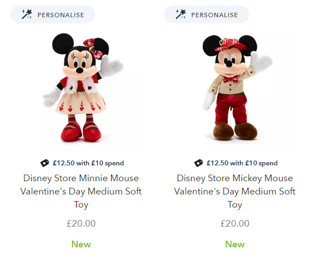 Disney Mickey and Minnie Valentine's Day Medium Soft Toy from shopDisney