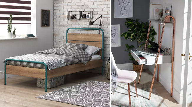 Habitat Industrial Single Bed Frame and Habitat Ladder Desk from Argos