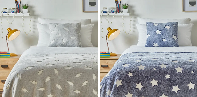 Glow In The Dark Cushions and Blankets from Dunelm