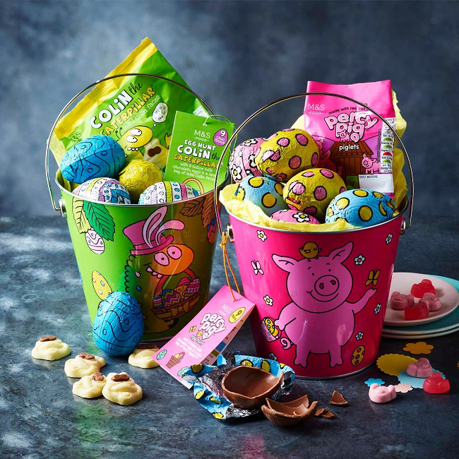M&S Percy Pig and Colin The Caterpillar Easter Egg Hunt Baskets