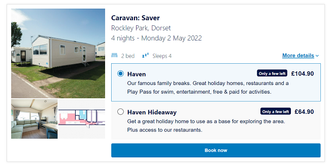 Screenshot of Haven caravan break
