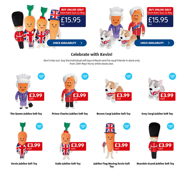 Kevin The Carrot Jubilee toys from Aldi