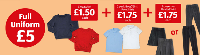 Aldi £5 school uniform offer