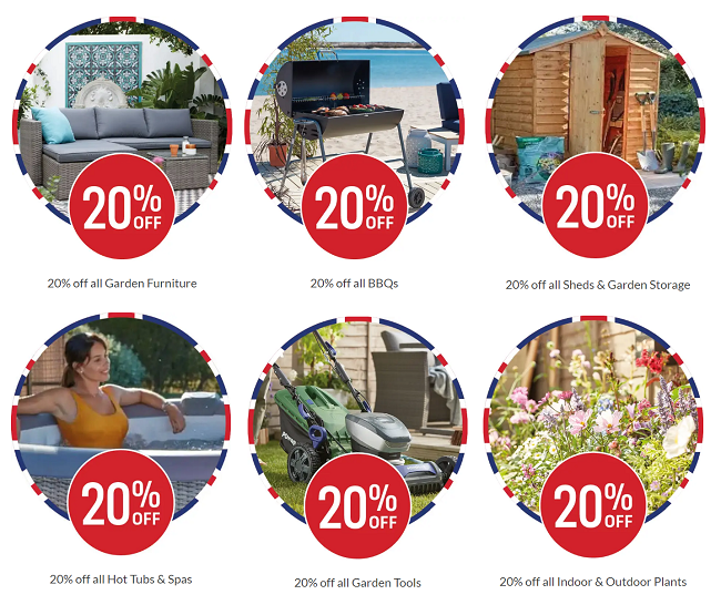 Screenshot of 20% off gardening offer at Homebase