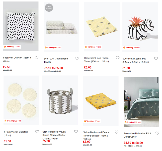 Screenshot of Homeware Sale at Matalan