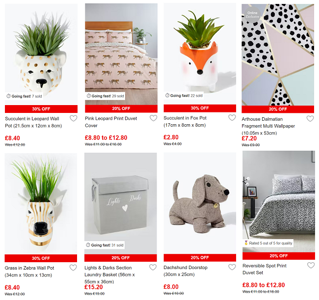 Screenshot of Matalan homeware offer