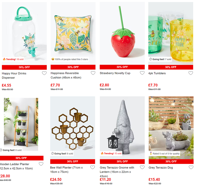 Screenshot of outdoor sale at Matalan