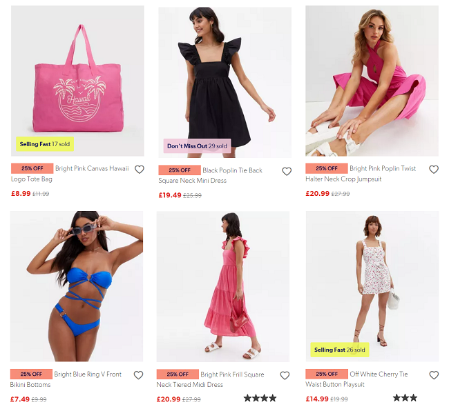 Screenshot of 25% Off Summer Must-Haves at New Look