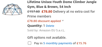 Lifetime Unisex-Youth Dome Climber Jungle Gym £78.80 (with voucher) @ Amazon