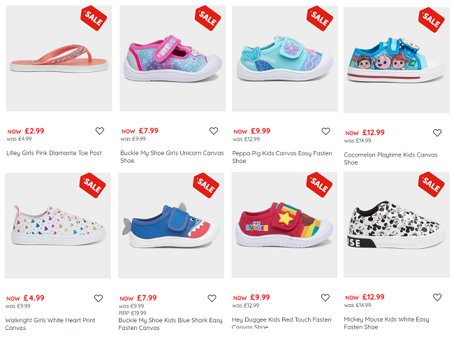 Screenshot of Kids Summer Sale at Shoe Zone