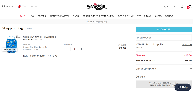 Screenshot showing Free Smiggle Lunchbox
