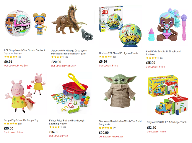 Screenshot of Argos Toy Sale