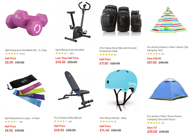Screenshot of Sports & Leisure Sale at Argos
