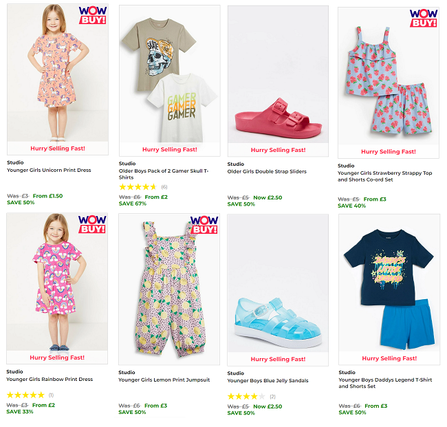 Screenshot of Clothing Clearance at Studio