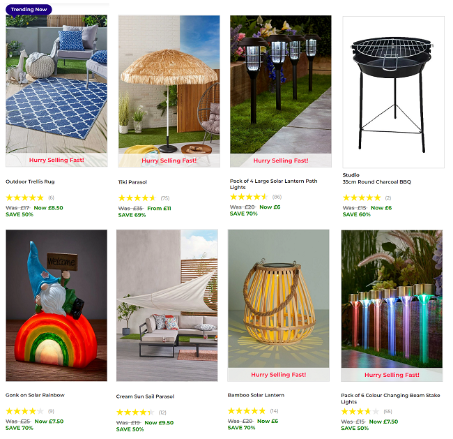 Screenshot of garden sale at Studio