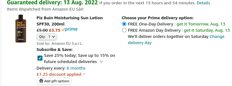 Piz Buin & Nivea Sun Lotions From £3.75 @ Amazon