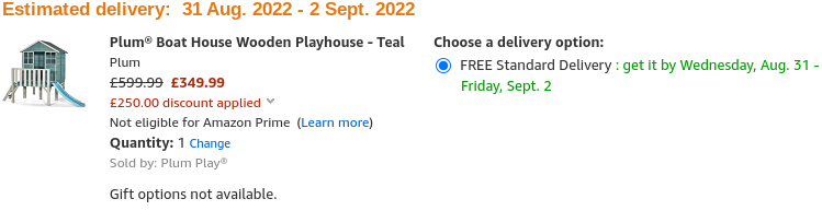 Plum® Boat House Wooden Playhouse - Teal £350 (With Voucher) @ Amazon/Plum Play