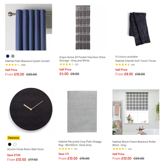 Screenshot of Argos Home Sale