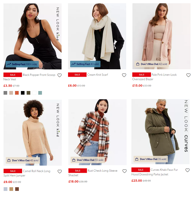 Screenshot of New Look Sale 