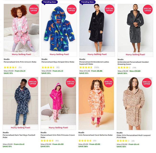 Screenshot of reduced Personalised Robes at Studio