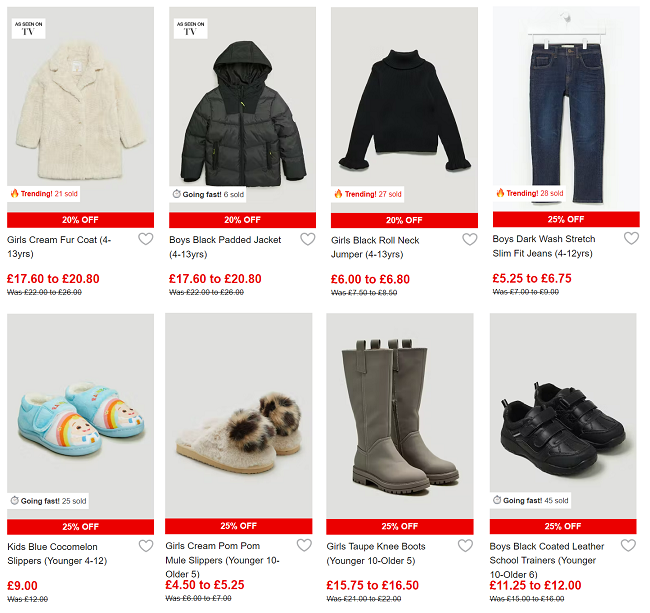 Screenshot of Matalan Kids offers