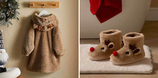 Reindeer Blanket Hoodie and Slipper Boots from Dunelm