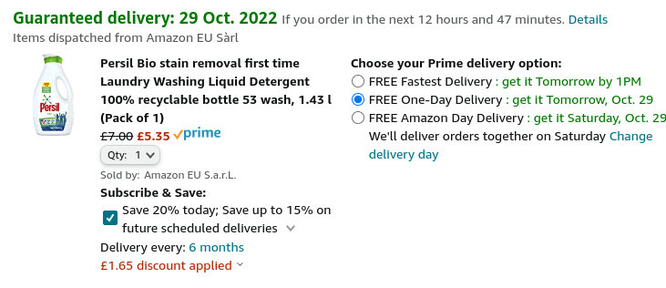 Persil Liquid 53 Wash From £5.60 @ Amazon