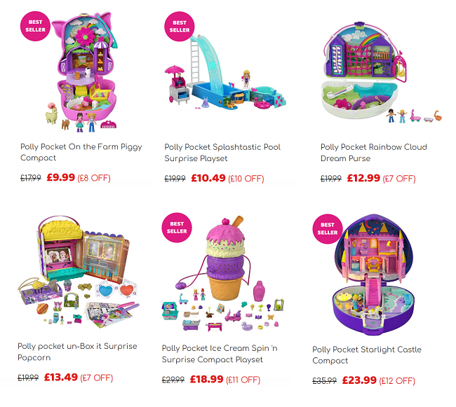 Screenshot of Polly Pocket deals at Bargain Max