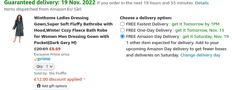 Winthome Ladies Dressing Gowns From £8.69 @ Amazon/the Fluffle