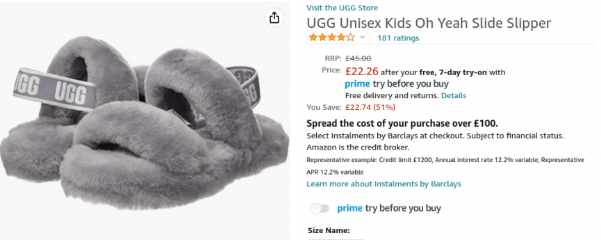 UGG Kids Oh Yeah Slide Slipper From £22.26 @ Amazon