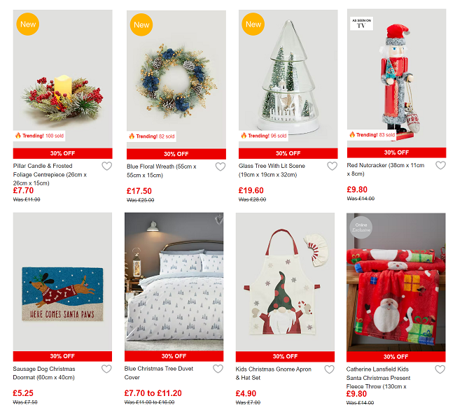 Screenshot of 30% Off Selected Christmas Shop at Matalan