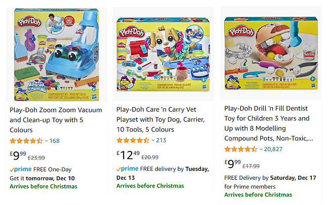 Screenshot of Play-Doh bargains at Amazon
