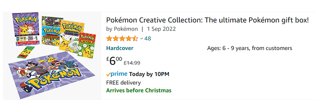 Screenshot of Pokémon Creative Collection for £6 at Amazon