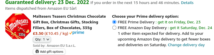 Maltesers Teasers Christmas Chocolate Gift Box £3.50 @ Amazon
