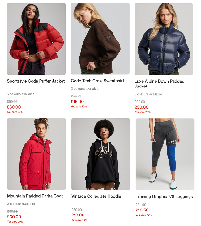 Screenshot of Superdry Sale