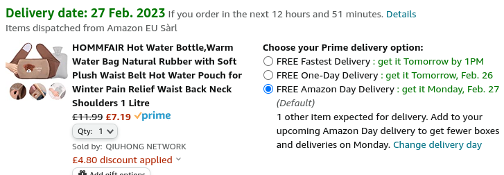 HOMMFAIR Hot Water Bottle Belt £7.19 @ Amazon Seller