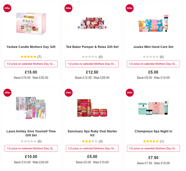 Screenshot of Half Price On Selected Gifts at Boots