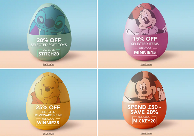 Screenshot of shopDisney Easter codes