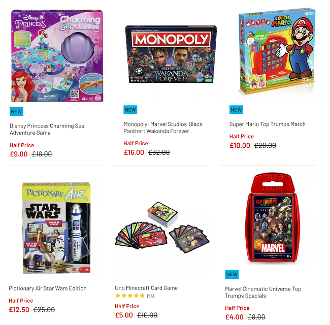 Screenshot of Half Price Games at Argos