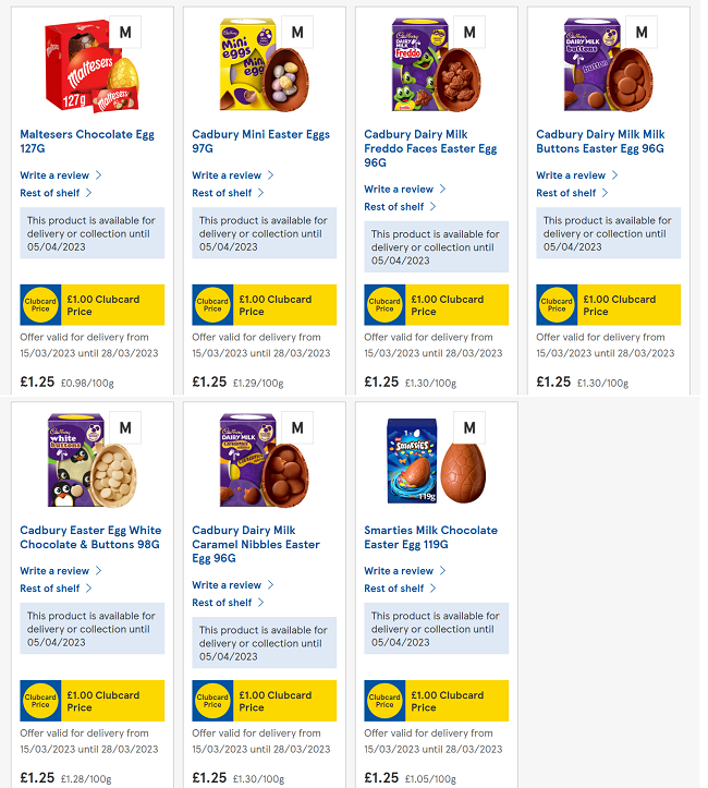 Screenshot of Medium Easter Egg offer at Tesco
