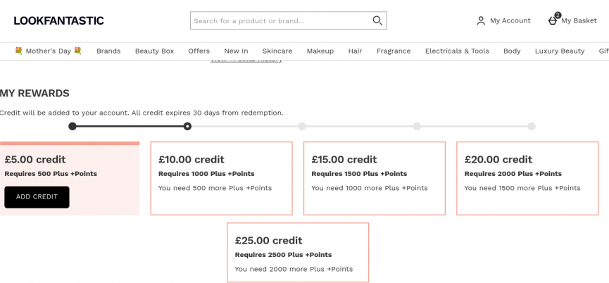 Get 500 Points (Worth £5) Free With Beauty Plus+ @ Look Fantastic 