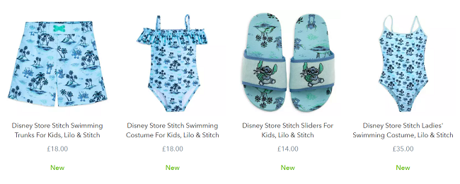 Screenshot of Disney Stitch Swimwear at shopDisney