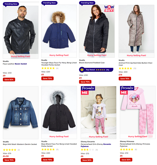 Screenshot of Studio Sale clothing