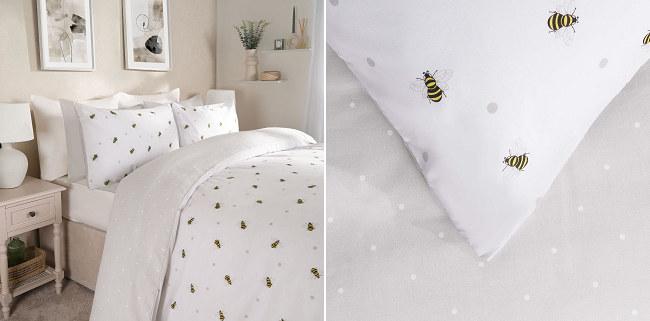 Dreamscene Bee Print Cover Duvet Set